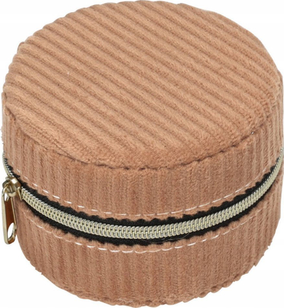 Kuti bizhuterish Present Time Jewelry Box Corduroy, rrumbullake 8 cm, korduroy, bezhë