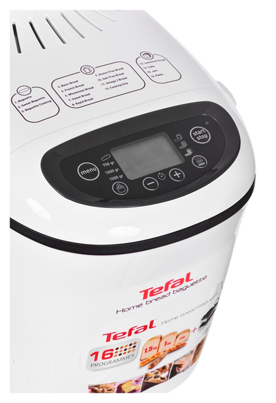 Furra e bukës Tefal PF6101, 1500 g, programe të shumëfishta, e bardhë