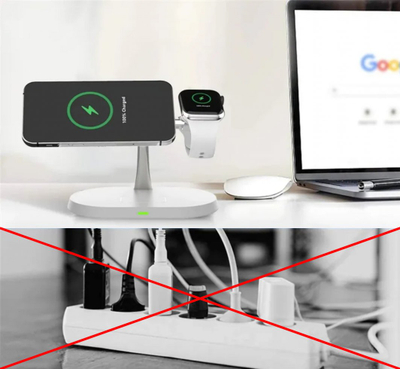 Karikues wireless Blow WCH-08, 15W, 3 në 1, i bardhë