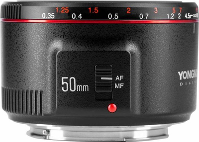 Objektiv fotografik Yongnuo YN 50mm F1.8 II, për Canon EF, me fokus automat, i zi