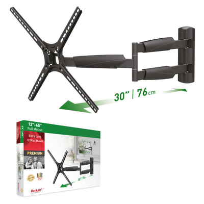 Kllapë murale për TV Barkan, 13" 65", krah 76cm, deri 36kg, e zezë