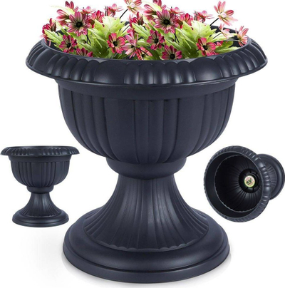 Vazo dekorative Koop, 36cm, plastike, gri me valëzime