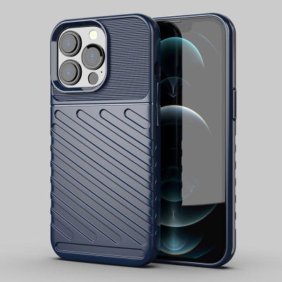 Kuti mbrojtëse Thunder Case Flexible për iPhone 13 Pro, TPU, antishok, blu e errët