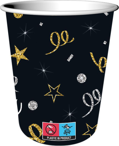 Gotë letre B&amp;C 18 Birthday, 240ml, set 6 copë, e zezë