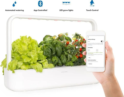 Kopsht inteligjent Click and Grow Smart Garden 9 Pro, me dritë LED, ujitje automatike, i bardhë