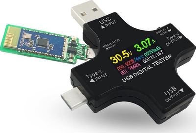 Multimetër USB Allnet PD, ekran shumëngjyrësh, USB A Type C Micro USB, i zi