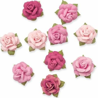 Lule letre për zbukurim Paper Roses, 2.5 cm, set me 10 copë, rozë edhe të kuqe