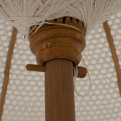 Çadër macramé teak & bambu off-white Φ250 cm (HM6036.01), bardhë