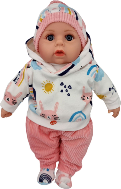 Kukull Baby Doll, 45cm, flet dhe këndon polonisht, me biberon