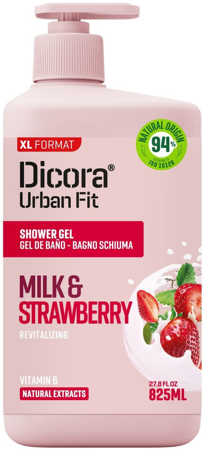 Xhel dushi Dicora Shower Gel, qumësht dhe luleshtrydhe, 825ml