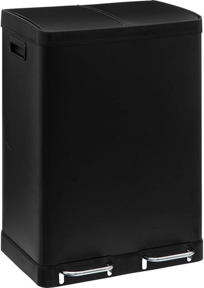 Kosh metalik me pedale 5Five Simply Smart Ariane, 2x30L, për ndarje riciklimi, i zi