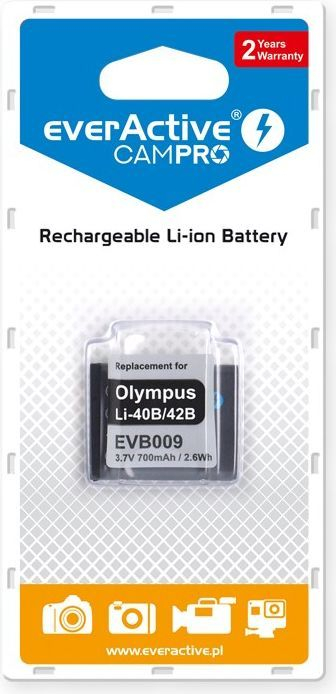 Bateri zëvendësuese EverActive për Olympus LI-42B/LI-40B, 700 mAh