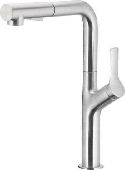 Rubinet kuzhine KFA Duero Design 6623-220-22, hundë tërheqëse, përfundim inox, argjendtë