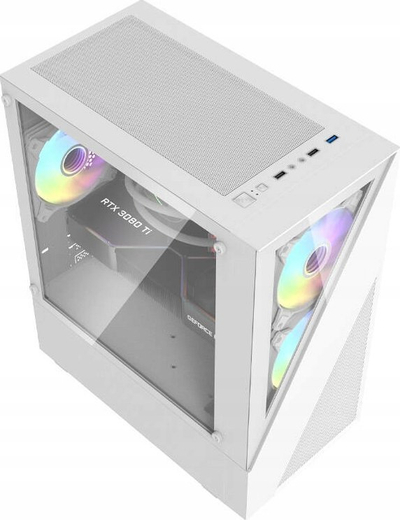 Kuti kompjutri gaming Captcha, ATX, me ventilatorë RGB, e bardhë