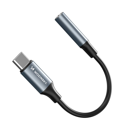 Adapter audio Wozinsky WACM-01, USB-C në 3.5mm, HiFi, i zi