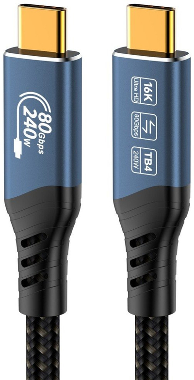 USB кабел PREMIUMCORD USB4 2.0, 80 Gbps, 240W, 1.2m, црн