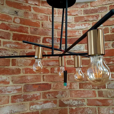 Llambadar tavanor Netlighting industrial retro, 6xE27, metal, bronz e zi