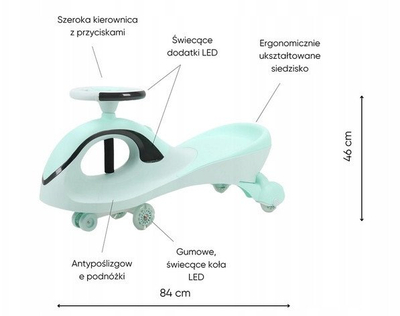 Makina lëvizëse Baby Mix G-Force, ride-on me gravitet, LED, jeshile