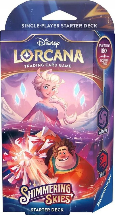 Set letra loje Disney Lorcana Shimmering Skies, starter deck display, 8 kuleta, shumëngjyrësh