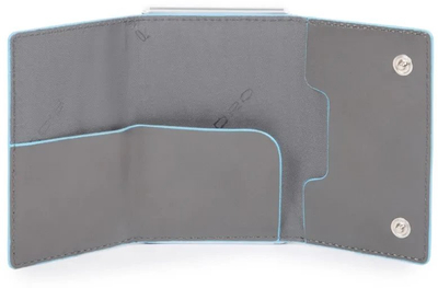 Mbajtëse kartash Piquadro Blue Square, RFID, lëkurë, gri