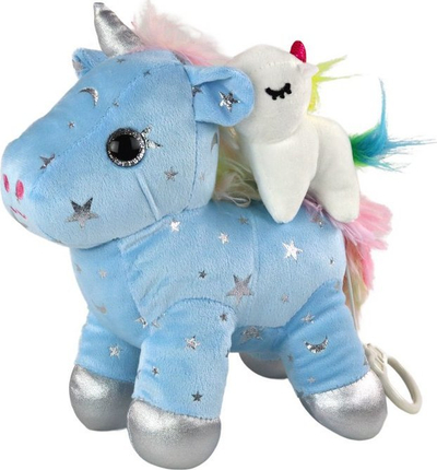 Lodër pelushi Leantoys Unicorn Sleeper, me melodi gjumi, unikorni blu