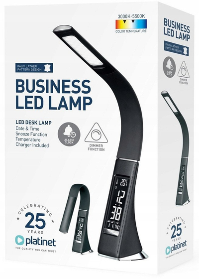 Lampë tavoline Platinet PDLU3B, LED, me ekran LCD, e zezë