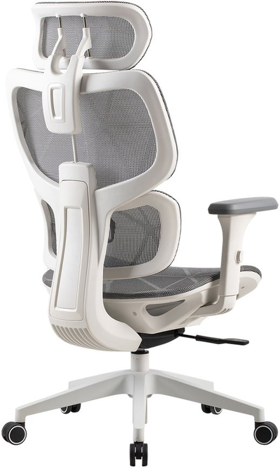 Karrige zyre Onex ONEX Ventra Premium, rrjetë ergonomike, mbështetëse krahësh të rregullueshme, e bardhë gri
