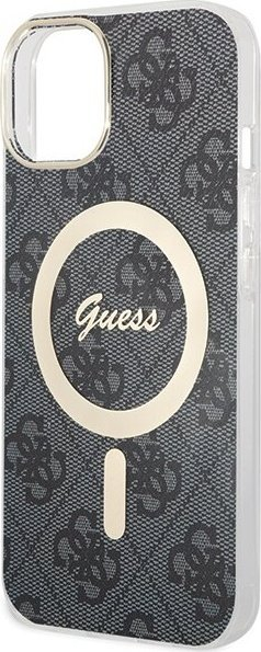 Futrollë Guess GUHMP15MH4STK për iPhone 15 Plus 14 Plus 6.7", plastike e fortë, MagSafe, e zezë