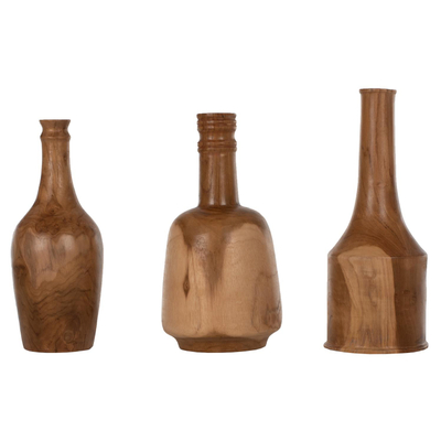 Set dekor shishe teak natyral 3-pjesësh (HM7717)