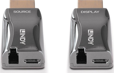 Extender HDMI Lindy me fibër optike, 4K 60Hz, deri 300m, i zi