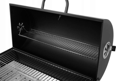 Grill qymyri pa markë, me kapak, sipërfaqe 71x34.5 cm, i zi