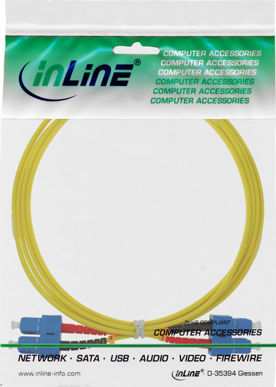 Kabllo optike InLine 82925H, SC SC, single mode OS2 9/125, 25m, e verdhë