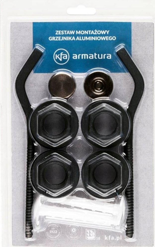 Set tapa dhe grepa radiatori KFA 878-200-81, 1"x1/2", për radiator alumini, i zi 2