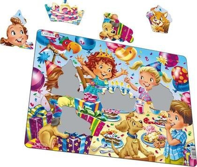 Puzzle kornizë Larsen Frame Jigsaw Birthday Party, 20 pjesë, për fëmijë, shumëngjyrësh