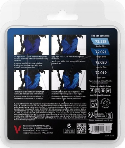 Set bojrash për miniatura Vallejo Game Color VJP72376, 8x18ml, nuanca blu
