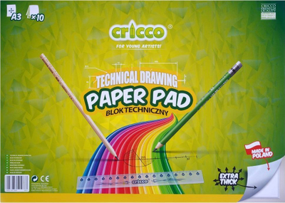 Bllok teknik Cricco A3, 10 fletë, i bardhë