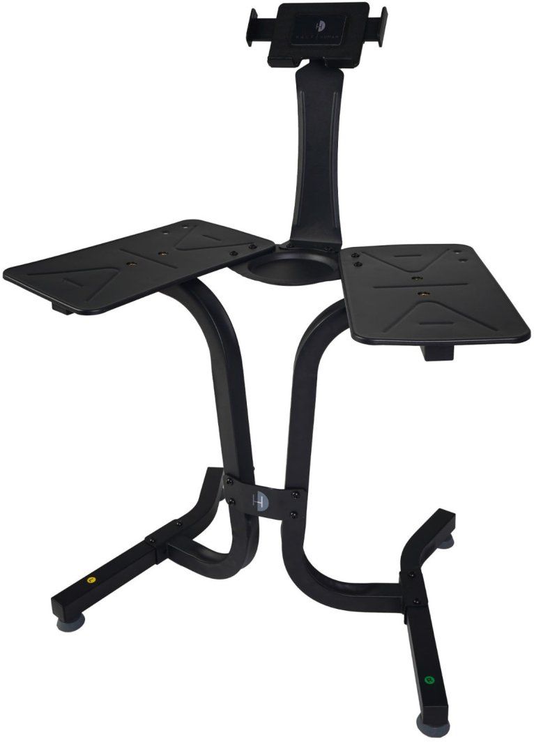 Stendë për hantela Half Human SFIT-P-HH30004, konstruksion çeliku, mbajtës tablet/smartphone, e zezë