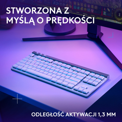 Tastierë gaming Logitech G515 LIGHTSPEED TKL, wireless, mekanike low profile, e bardhë