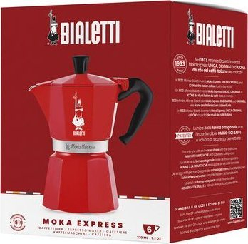 Xhezve Bialetti Moka Express Nutcracker 6 шолји, алуминиум, за шпорет, црвена
