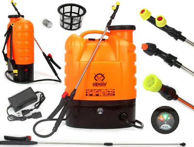Spërkatëse shpine Demon, 16L, me bateri 12V, portokalli
