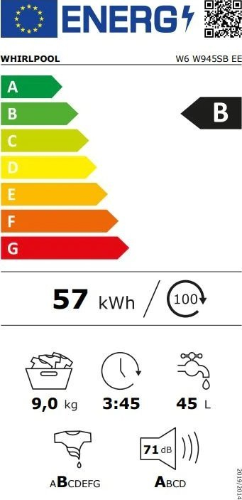 Lavatriçe Whirlpool W6 W945SB EE, 9 kg, me avull, gri