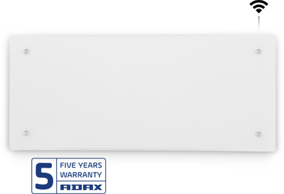 Radiator me panel qelqi Adax Clea Glass H12 KWT, 1200W, WiFi, i bardhë