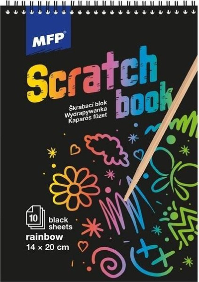 Set fletë vizatimi MFP Rainbow Scratch Card, 20x14 cm, 10 fletë, të zeza