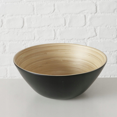 Set tasa dekorativë Boltze Home Bambo, bambu, të zinj dhe natyralë