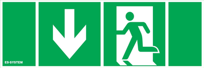 Пиктограм за итен излез Es-System Pictogram 9849381, 100x300 mm, итен излез долу лево, зелена