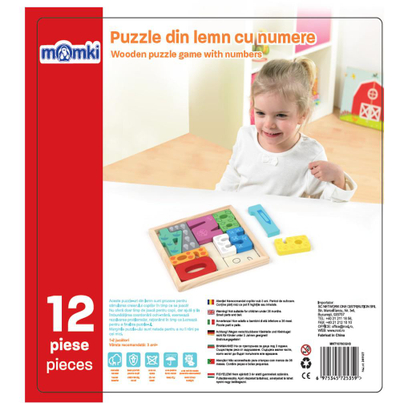 Puzzle druri me numra, 12 pjesë, shumëngjyrëshe