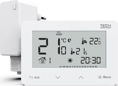 Termostat wireless Tech ST-293z v2 për dhoma, panel xhami i bardhë