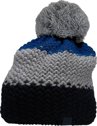 Kapelë dimri për kalamaj 4F Jr HJZ22 JCAM006, me pompon, tre-ngjyrëshe blu gri e zezë