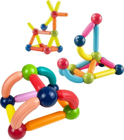 Lodër ndërtimi me magnet Lean Toys Magnet Stick, 46 copa, shumëngjyrëshe