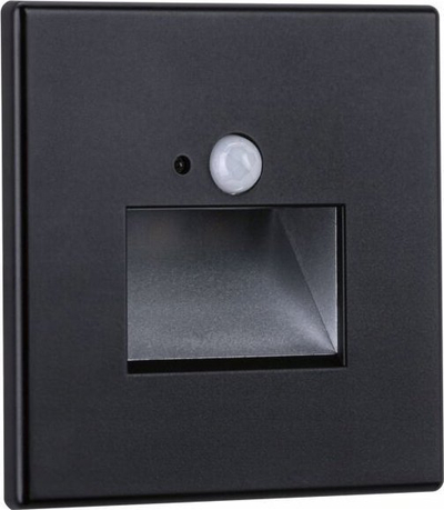 Spot muri LED Paulmann Edge Quadro, me sensor lëvizjeje, 8 cm, i zi